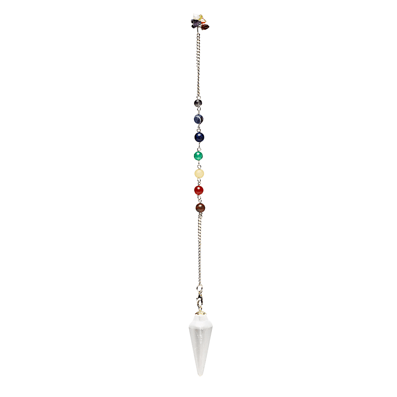 Buy Pendulum selenite drop shaped + chakra chain