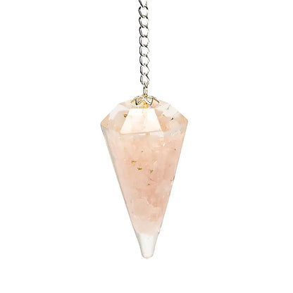 Pendolo in orgonite quarzo rosa sfaccettato all’ingrosso thumb