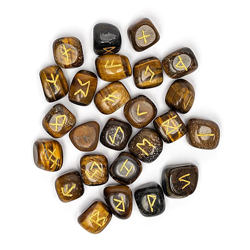 Rune Eye Triangular Rune oracle set of tiger eye in cotton bag -- 12x10 cm | Phoenix
