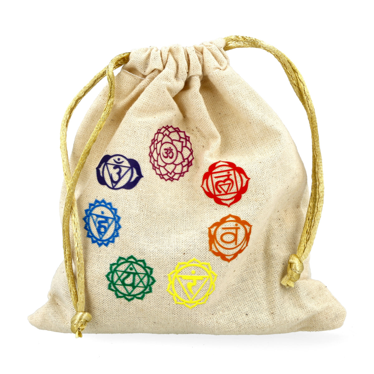 Set da 7 pietre dei Chakra in sacchettino di cotone