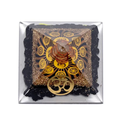 Orgoniet chakra piramide zwarte toermalijn met ohm Kopen thumb