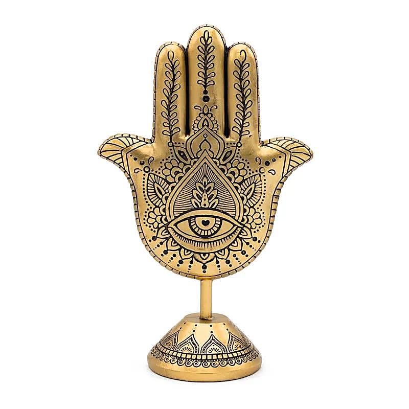 Deco Hand der Fatima auf Sockel goldfarben