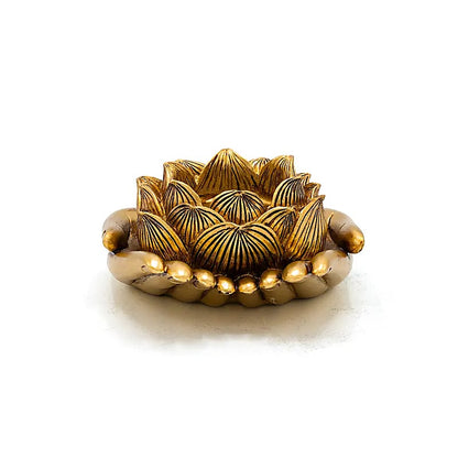 Comprar Portavelas manos con loto dorado thumb