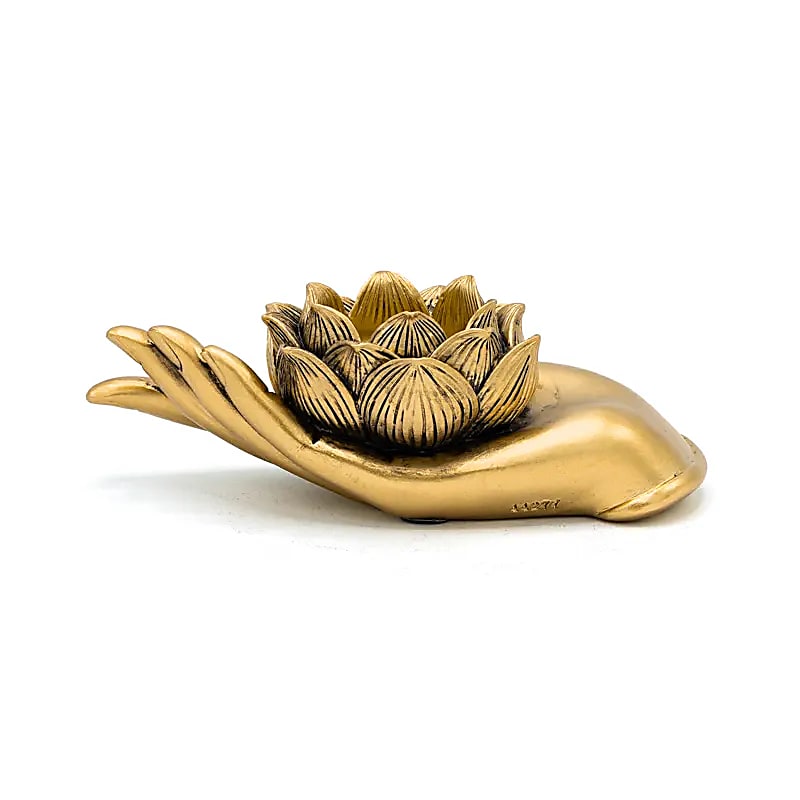 Photophore main Lotus couleur or