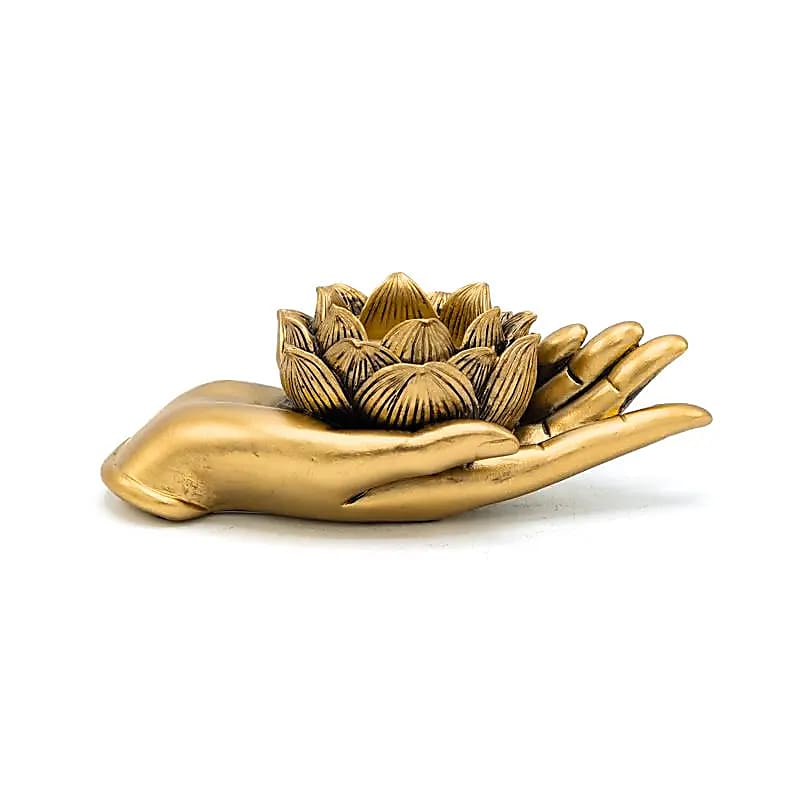 Photophore main Lotus couleur or