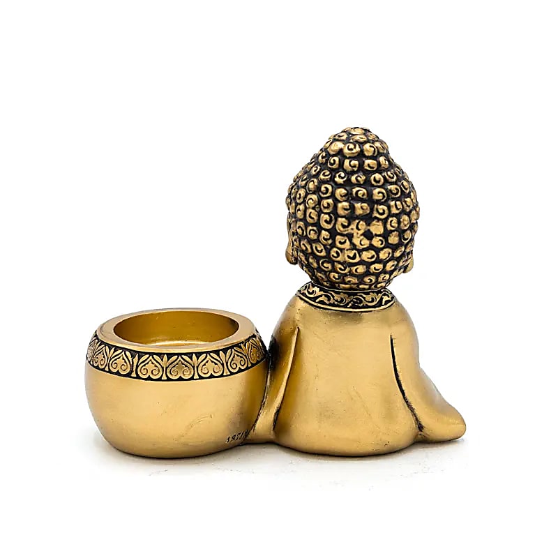 Acheter Photophore bouddha priant gauche couleur or