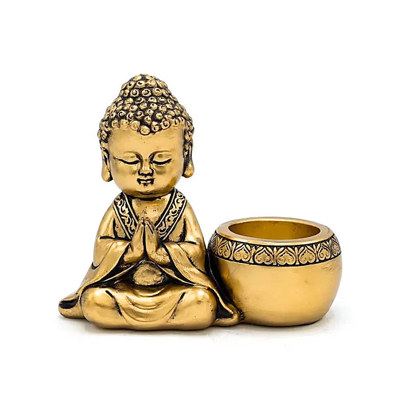 Photophore bouddha priant gauche couleur or