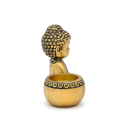Photophore bouddha méditant droit couleur or de gros thumb