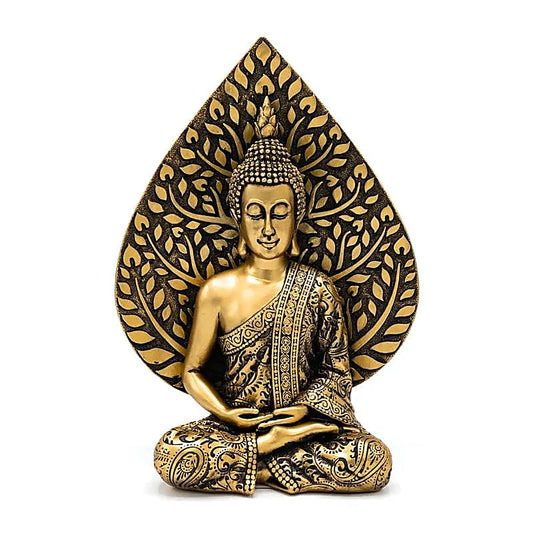 Buddha meditazione con foglia di Bodhi color oro