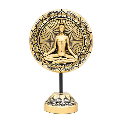 Deco Yoga meditatie rond op voet goudkleurig thumb