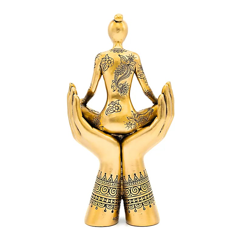 Deco Yoga meditatie handen staand goudkleurig Kopen