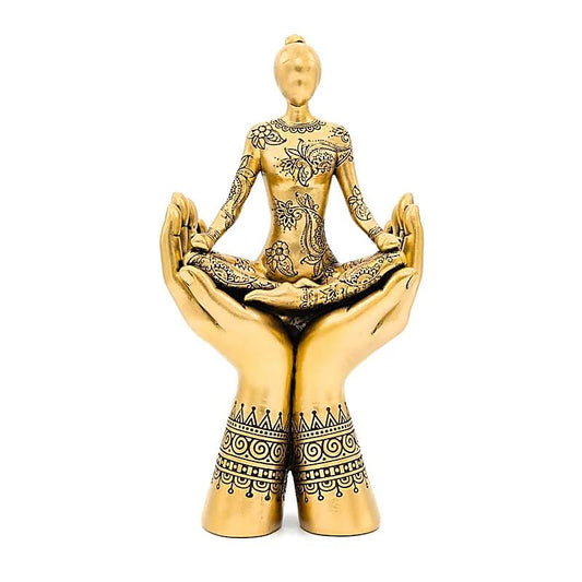 Deco Yoga meditation hands standing gold coloured
