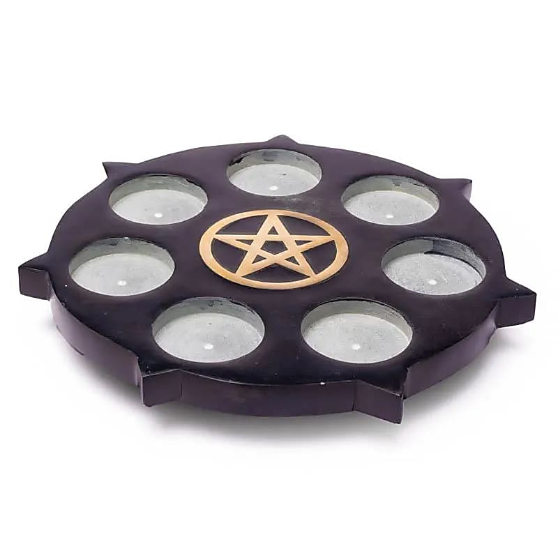 Bougeoir Divinité en pierre Ollaire Pentacle