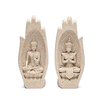 Namaste Mudra Hände mit Buddhas sandfarben thumb