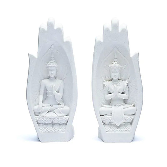 Mani mudra Namaste con Buddha bianco