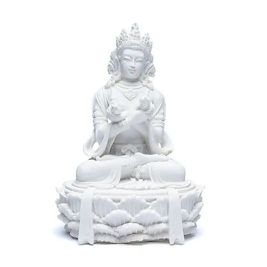 Boeddhabeeld met dorje en bel wit
