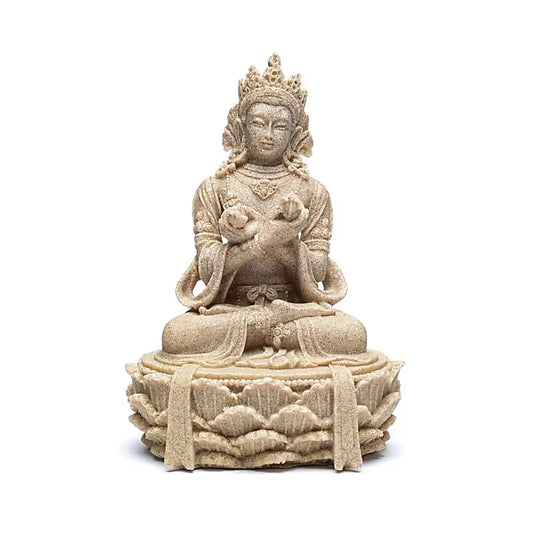 Boeddhabeeld met dorje en bel zandkleur