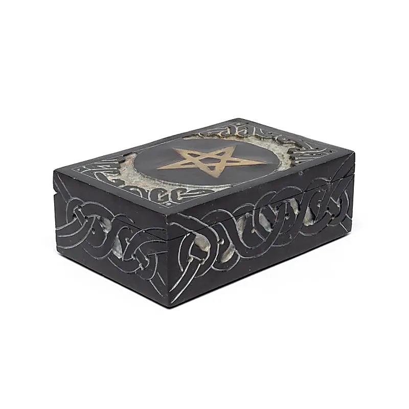 Boite pour tarots en pierre à savon pentacle