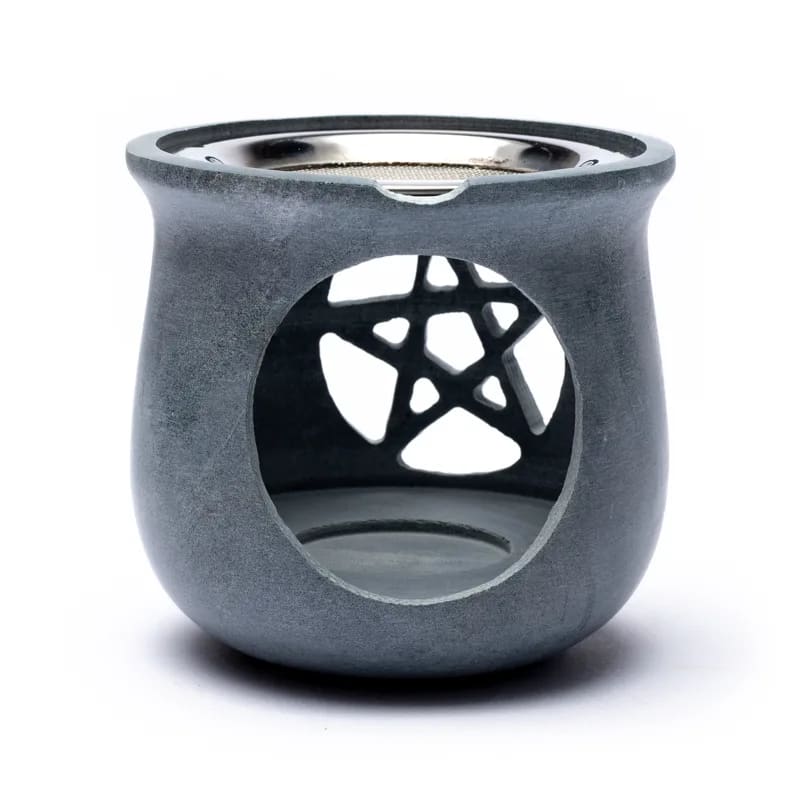 Brûle encens Pentacle en pierre à savon gris