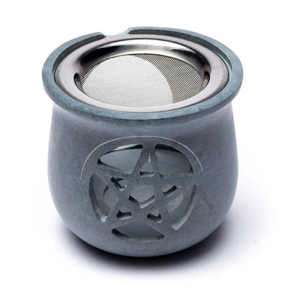 Brûle encens Pentacle en pierre à savon gris Pierre de savon thumb