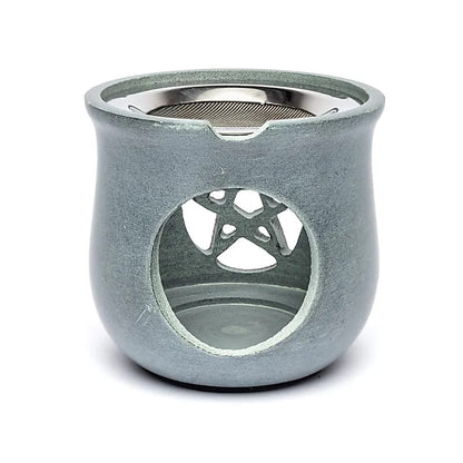 Brûle encens Pentacle en pierre à savon gris de gros thumb