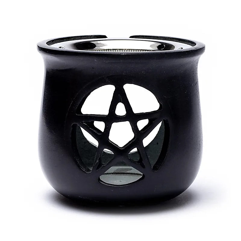 Incense burner Pentacle soapstone black + sieve