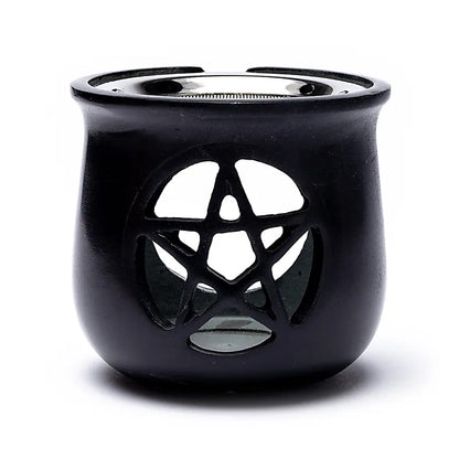 Incense burner Pentacle soapstone black + sieve thumb