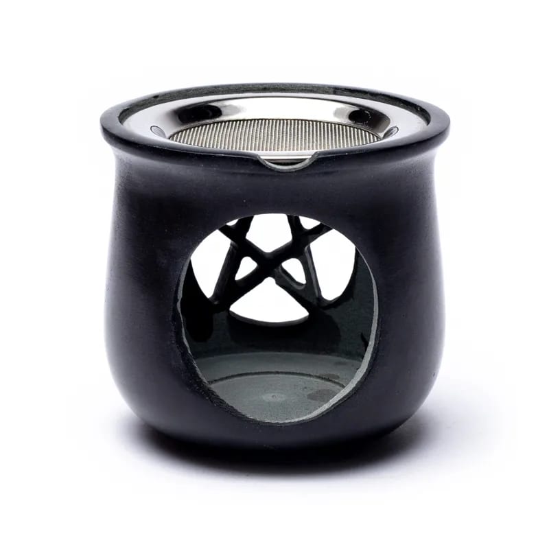 Incense burner Pentacle soapstone black + sieve