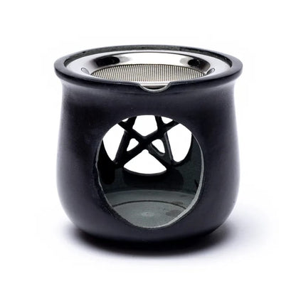 Incense burner Pentacle soapstone black + sieve wholesale thumb