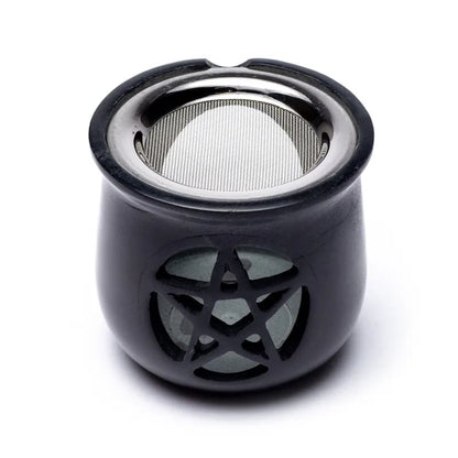 Buy Incense burner Pentacle soapstone black + sieve thumb
