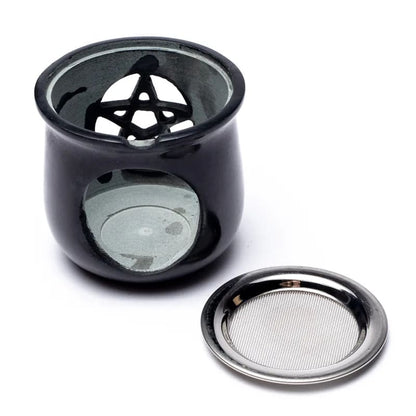 Incense burner Pentacle soapstone black + sieve Soapstone thumb