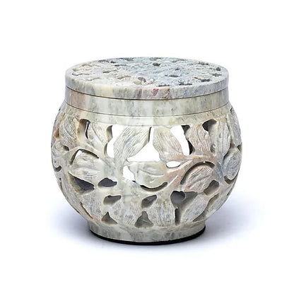 Mehrzweckbrenner aus marmoriertem Speckstein mit Blumenmotiv kaufen thumb