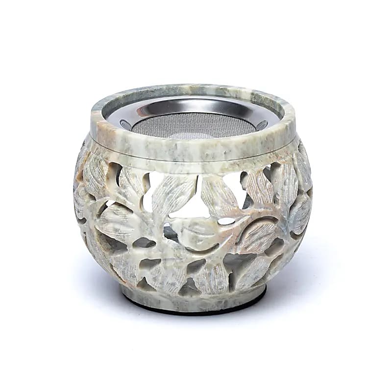 Mehrzweckbrenner aus marmoriertem Speckstein mit Blumenmotiv