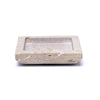 Plateau/socle à bougie - carré en stéatite beige