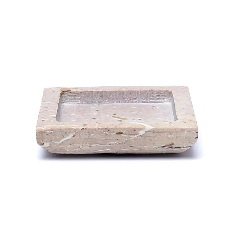 Vassoio/base per candele quadrato in pietra ollare beige