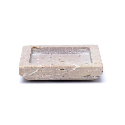 Vassoio/base per candele quadrato in pietra ollare beige thumb