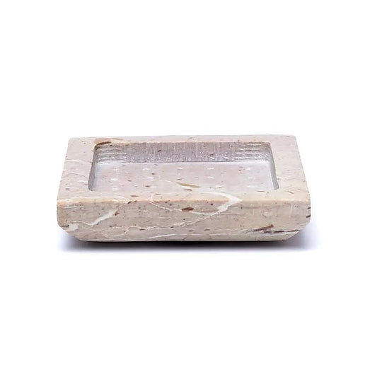 Tray / candle base square beige soapstone