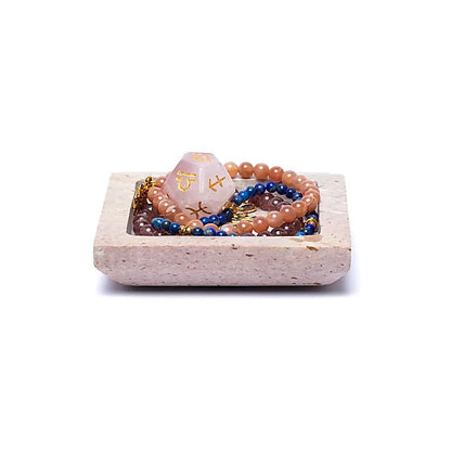 Acquistare Vassoio/base per candele quadrato in pietra ollare beige thumb