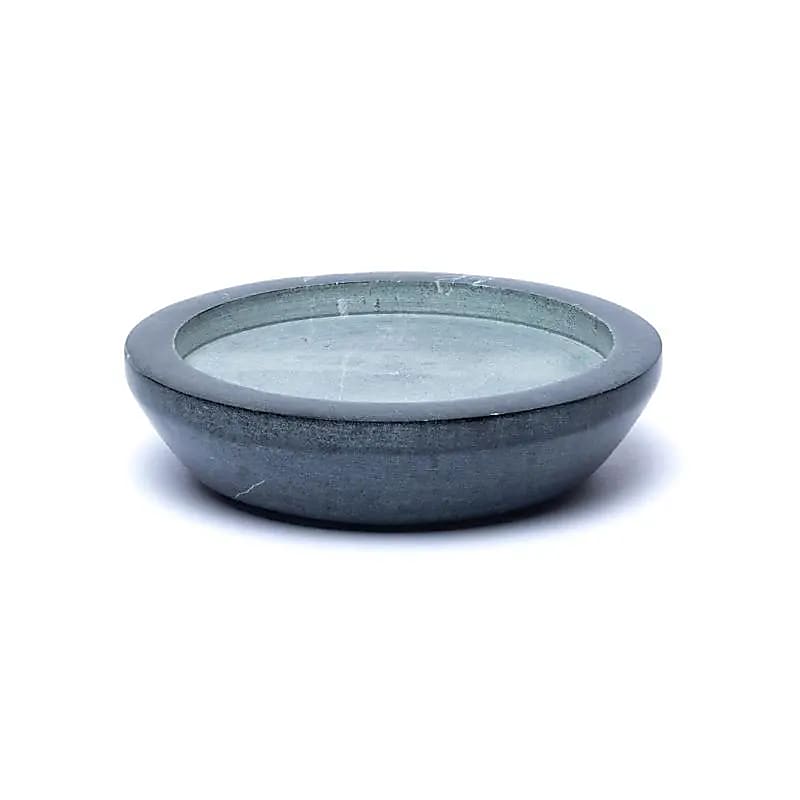 Tray / candle base round grey soapstone
