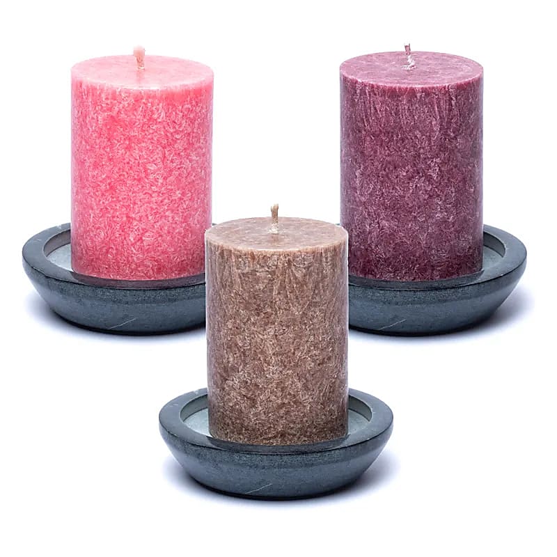 Buy Tray / candle base round grey soapstone