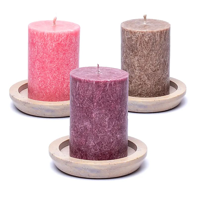 Untersetzer / Kerzenständer rund beige Speckstein kaufen