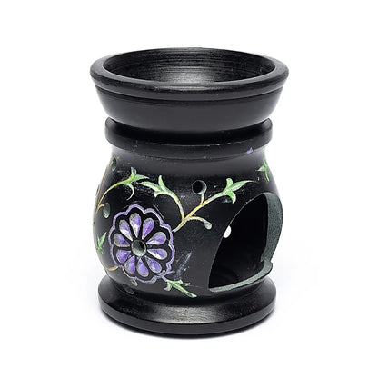 Olieverdamper Flowers zwart zeepsteen groothandel thumb