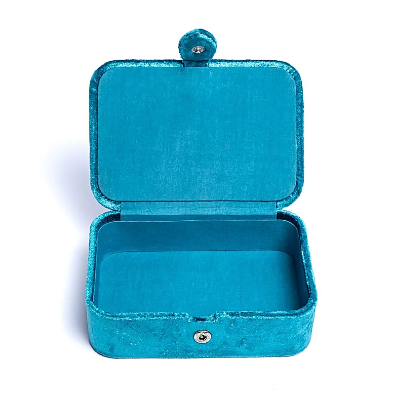 Schmuck- / Tarotkästchen Samt blau mit Blumen