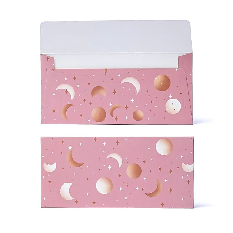Gift card envelope pink moon and stars