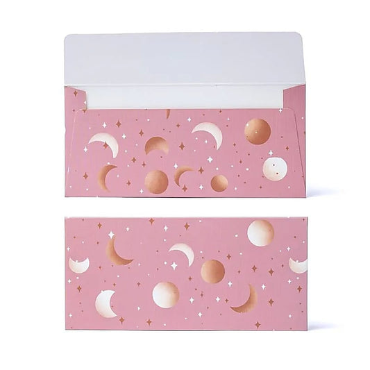 Busta per cartolina luna e stelle rosa