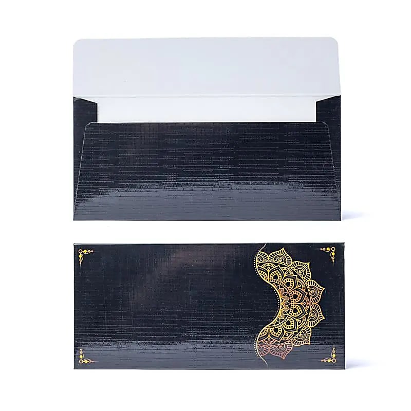 Enveloppe carte cadeau fleur mandala or noir
