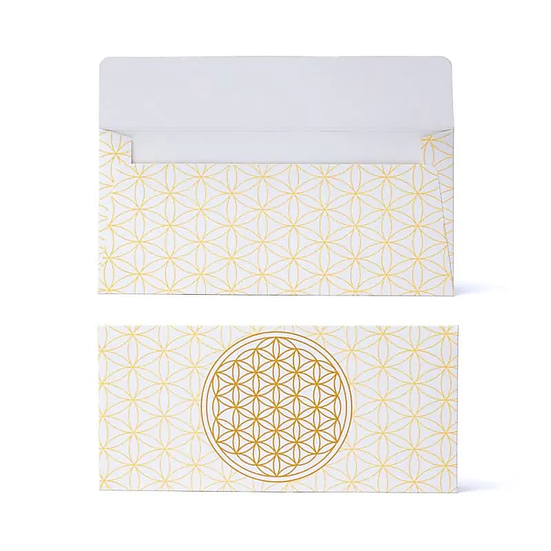 Enveloppe carte cadeau or blanc fleur de vie