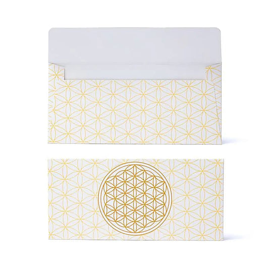 Gift card envelope white gold flower of life