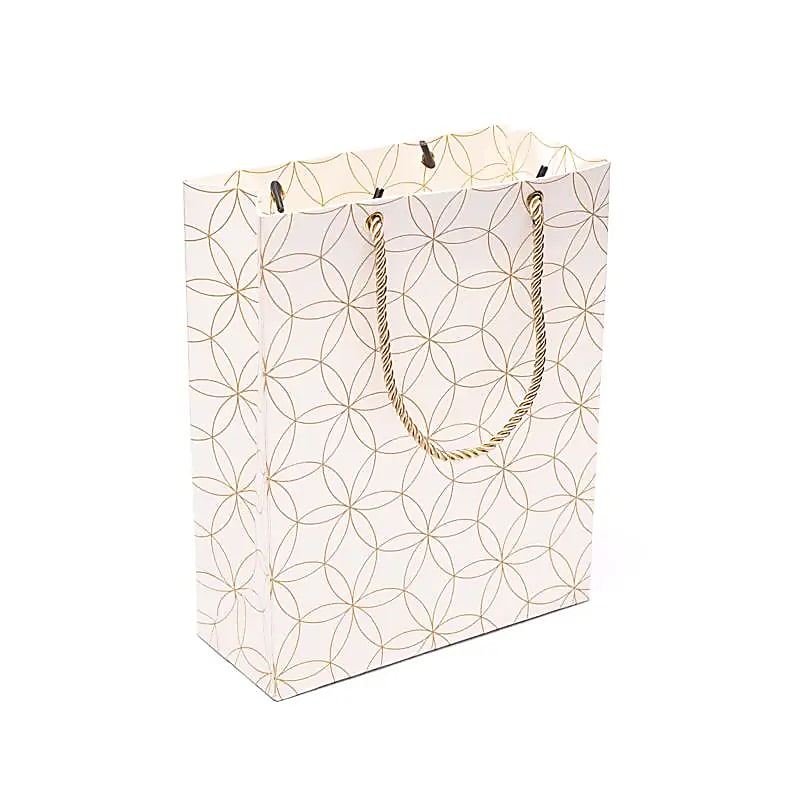 Pochette cadeau fleur de vie blanc et or