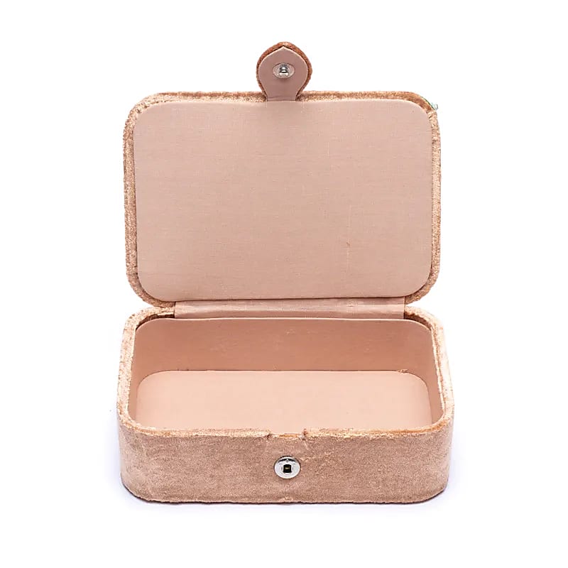 Coffret à bijoux / tarot velours beige à fleurs de gros